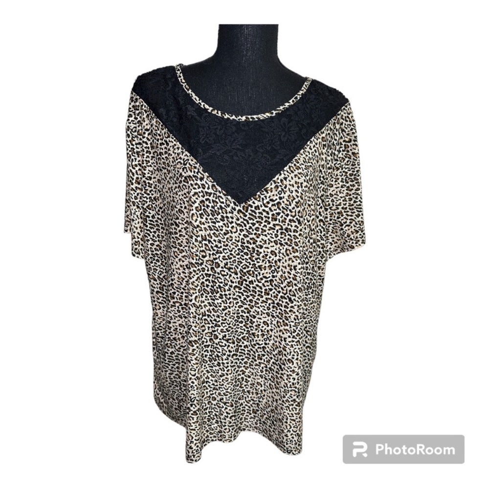 Sale 3 for $12 | Shein Curve Leopard & Lace Cutout Plus Size Top